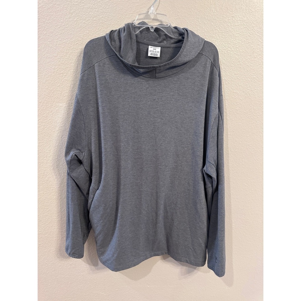 Champion Funnel Neck Pullover Sweatshirt Oversized Gray 2XL